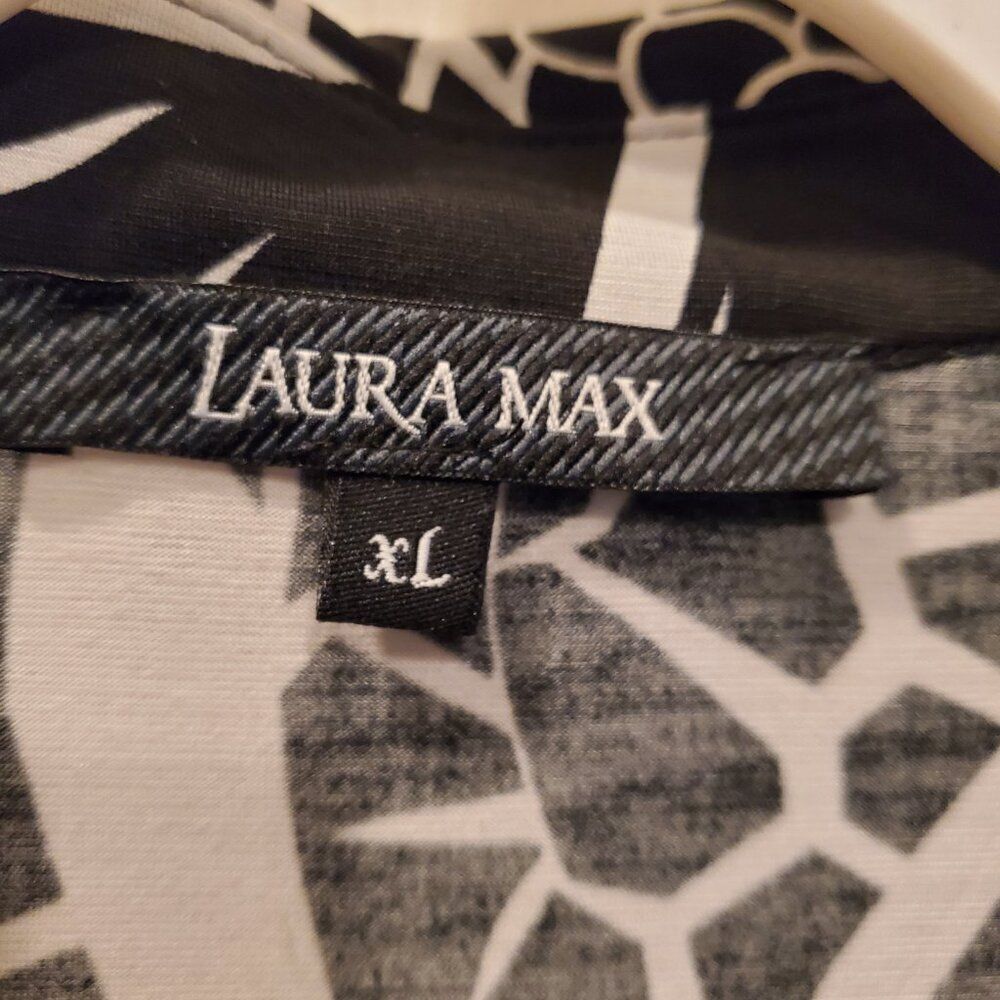 Classic Black & White Stretchy Wrap Shirt ¾ sleeve  XL - Picture 3 of 3